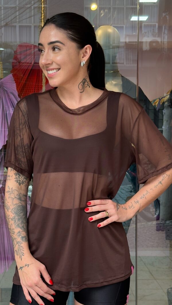 BLUSA TULE - MARROM